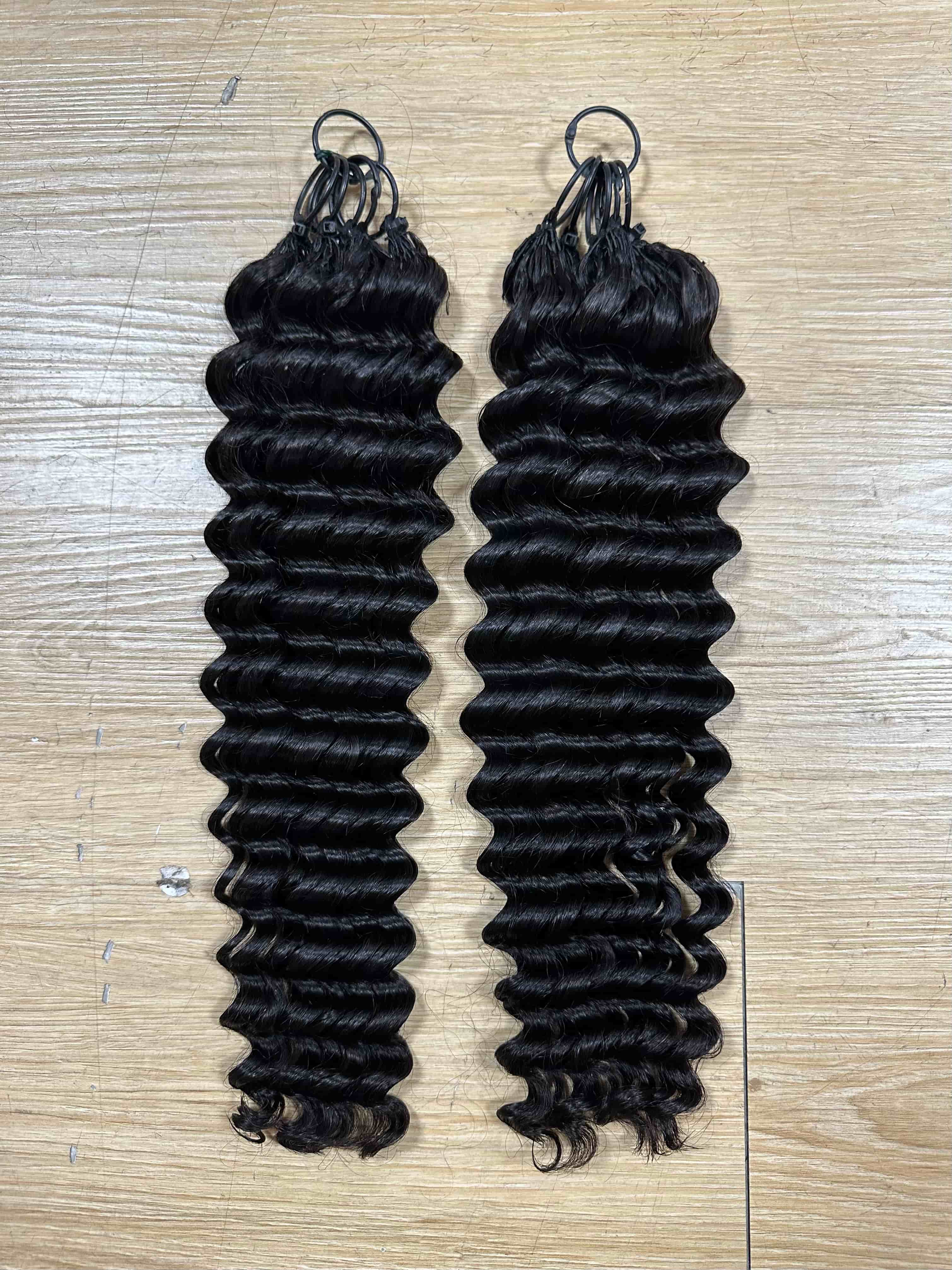 mslula Pre-Separated Curly Crochet Hair Extensions, Human Hair 100g Natural Black